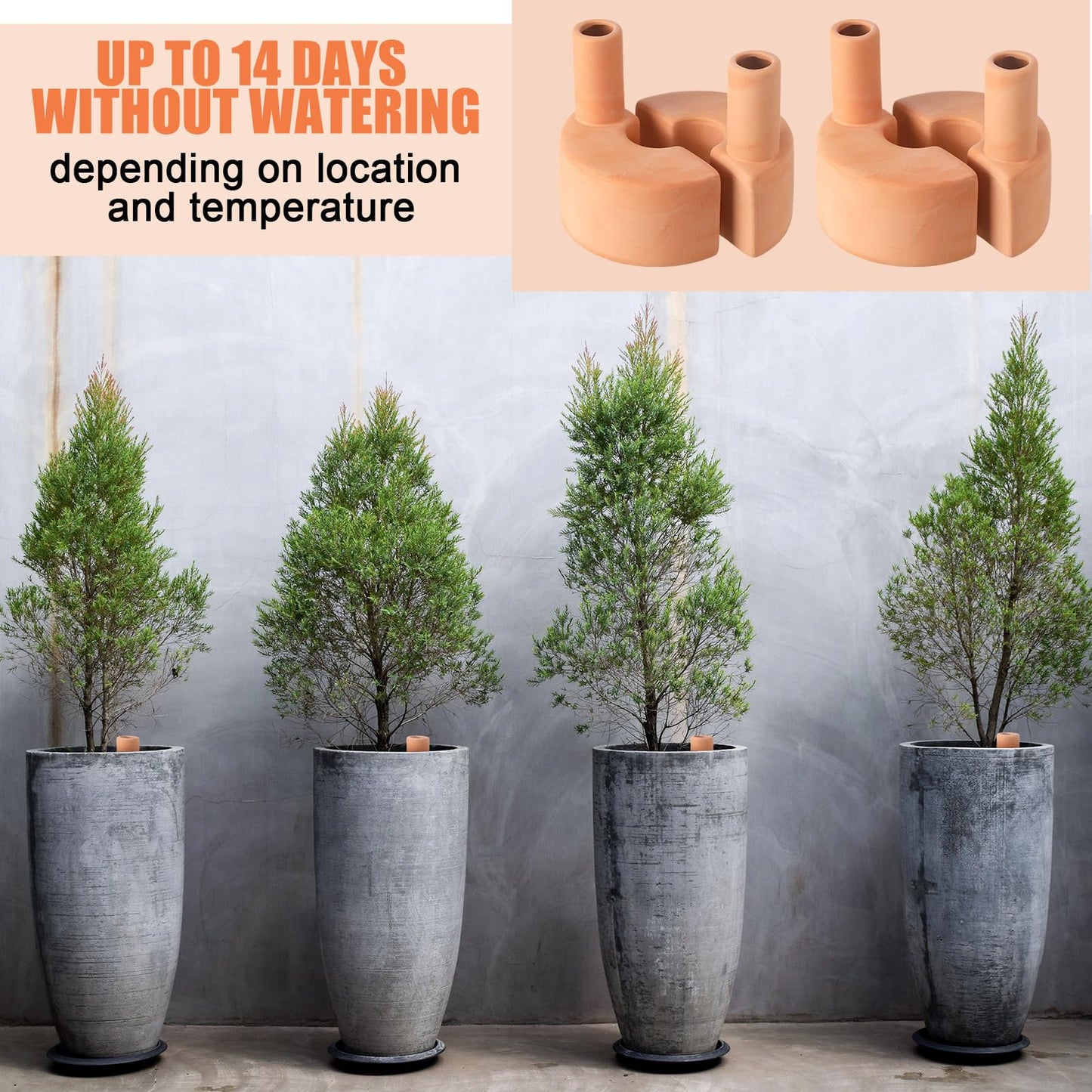 Blushtier 4 Pcs Terracotta Watering Spikes Large Capacity Tank Self Watering Planter Water Storage Reusable Automatic Terracotta Water Devices Self Irrigation System for Houseplants Garden Flowers