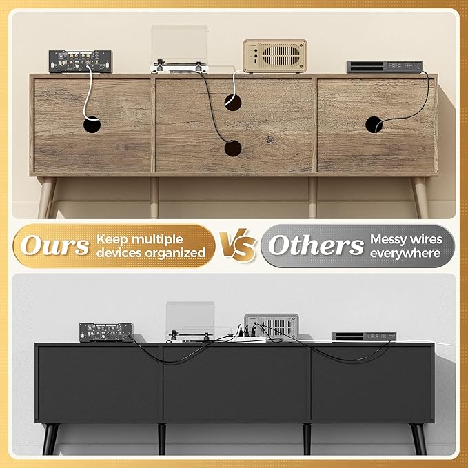 SUPERJARE TV Stand for 55 Inch TV, Entertainment Center