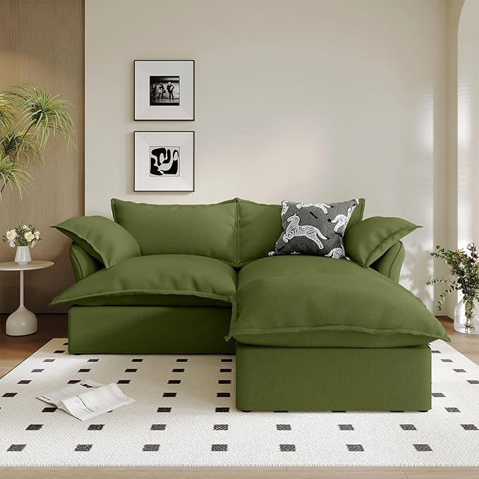2 Seat with Ottoman L Shape Modular Sectional Couch Sofa