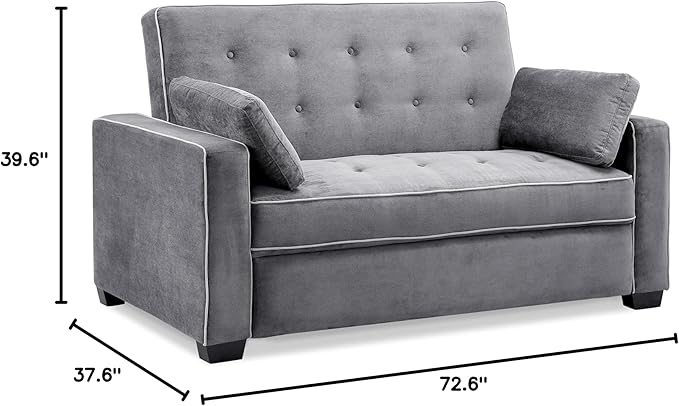 Serta Ainsley 72.6" Convertible Sleeper Sofa, Queen Size, Dreamcoil Comfort