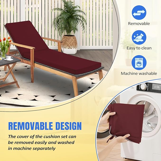 Basic Beyond Chaise Lounge Cushions Outdoor, 3-Layer Waterproof Outdoor