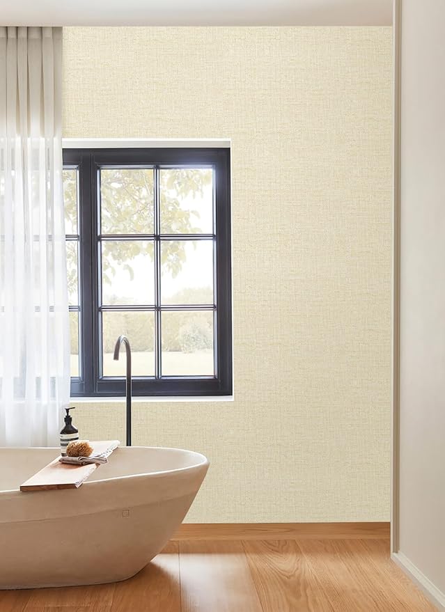 Grasscloth Peel and Stick Wallpaper Beige Contact Paper 15.7inch x 393.7inch
