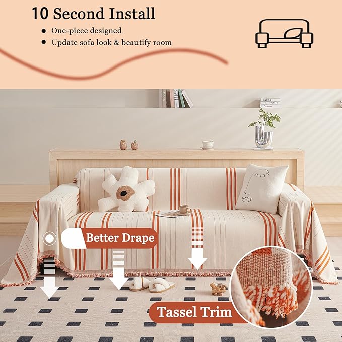 DREAMINGO Couch Cover Reversible Chenille Furniture Protector Sofa Covers