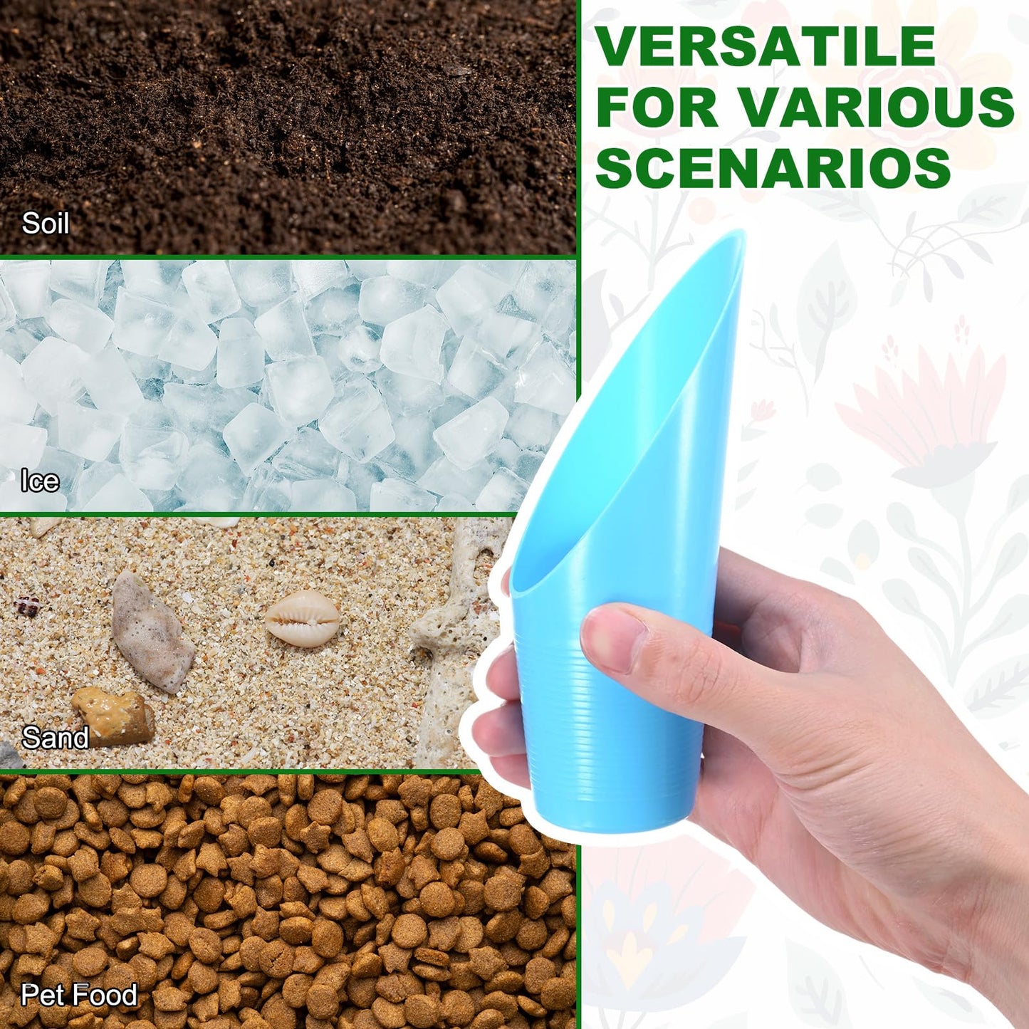 M METERXITY 18-Pack Bonsai Soil Scoops, Plastic Garden Soil Scoops Bucket Shovel Potting Scoopers for Transplanting/Flower Planting/Plant Succulent, Colorful Small Gardening Tools [Multicolor]
