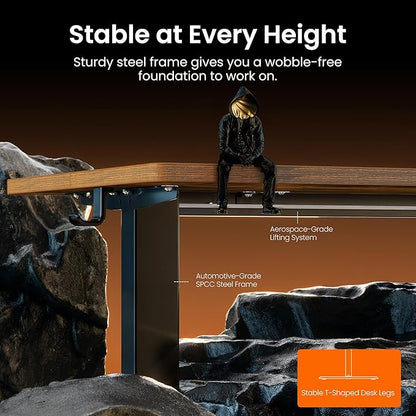 ErGear Height Adjustable Electric Standing Desk, 44 x 24 Inches Sit Stand up Desk, Memory Computer Home Office Desk, Vintage Brown