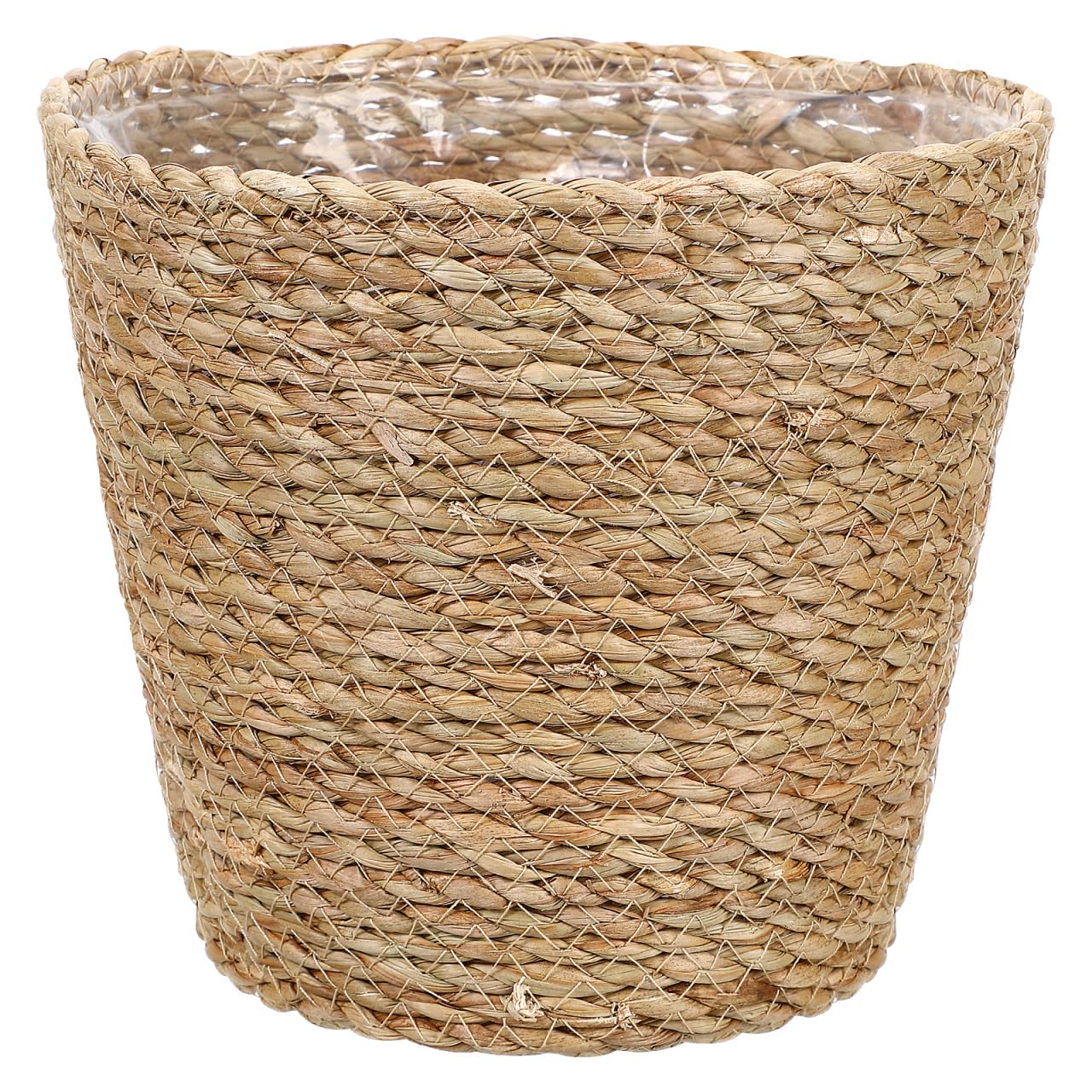 KESYOO Woven Flower Basket, Hand Woven Straw Plant Pot, Indoor Decorative Flower Pot with Liner, Light Brown, 8.66 x 8.66 x 8.26 Inch