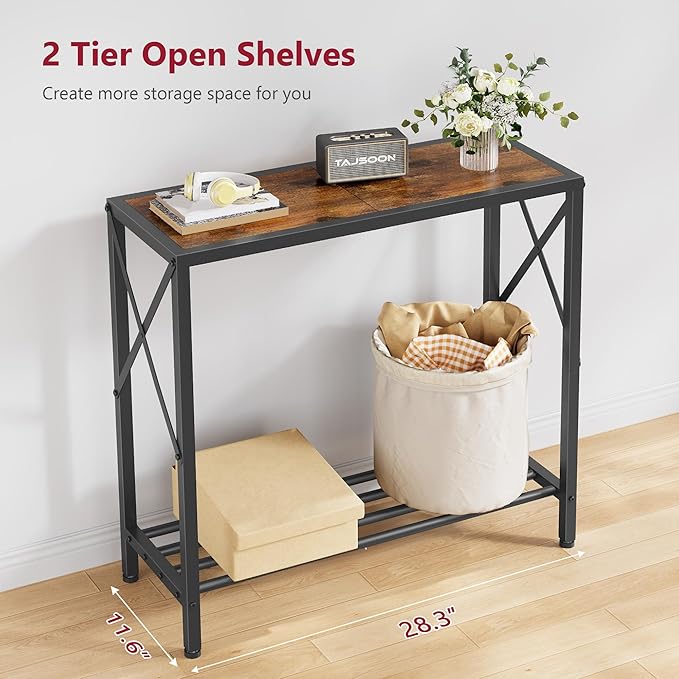 Tajsoon Console Table 28.3''L, 2 Tier Narrow Entryway Table