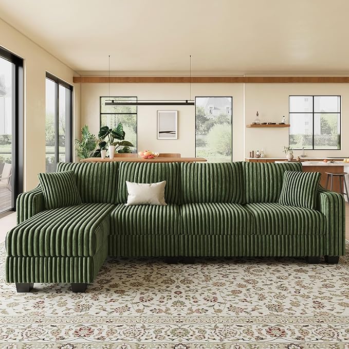 Belffin Sectional Couch with L-Shape Chaise L Shaped Couch with Ottoman