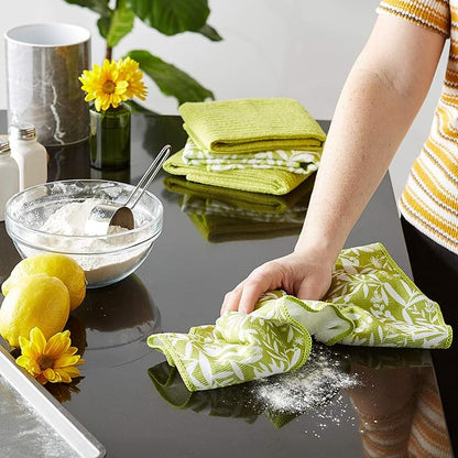 DII Cleaning Collection Multi-Purpose Microfiber, Avocado Floral, Dishtowel Set