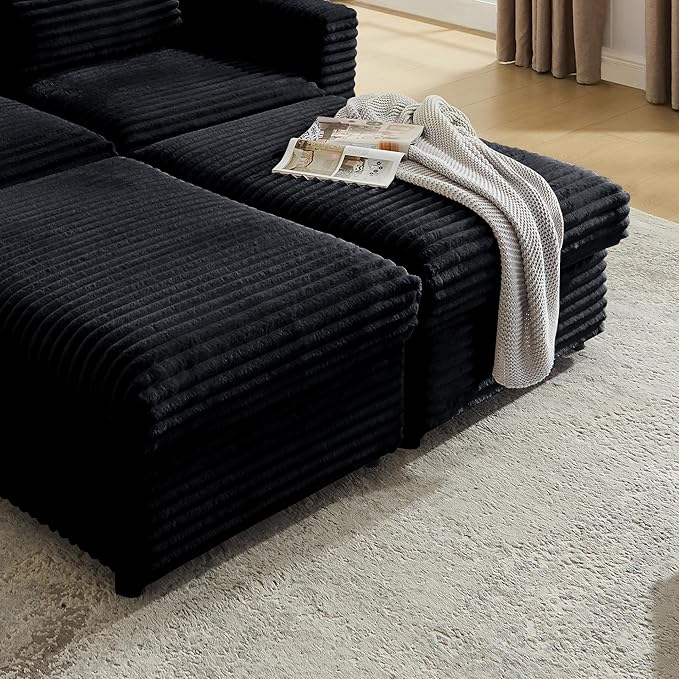 35.3" Corduroy Ottoman with Storage Oversized Ottoman