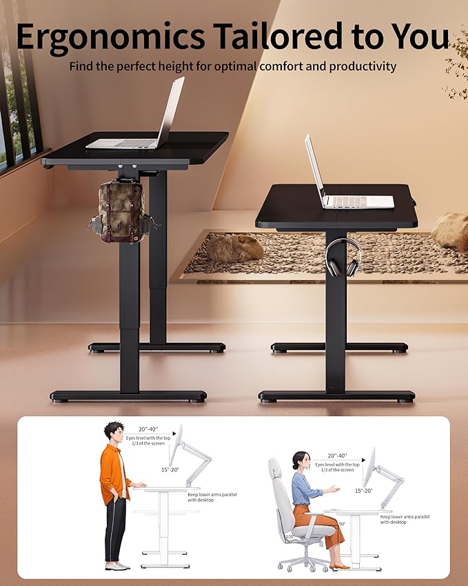 BIZUM Electric Standing Desk 60 x 24 Inch Computer Desk-Gaming Desk Black Home
