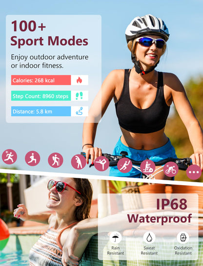 Smart Watch, 44mm Smartwatch Answer Make Calls, Alexa 1.83" Fitness Watch, IP68 Waterproof Fitness Tracker Women Men, Heart Rate/Sleep Monitor, 100+ Sports Pedometer Watch for Android & iOS Phone