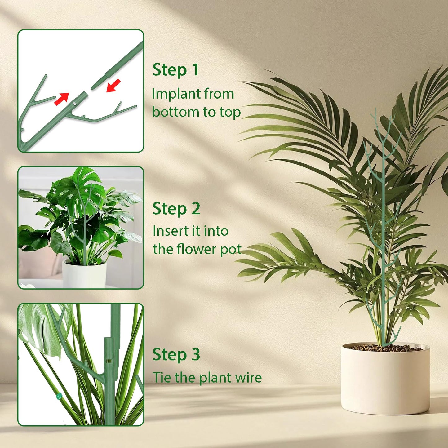 Obralitic 15 Pack Stackable Plant Support Stakes, Versatile Garden Trellis for Climbing & Vining Plants, Sturdy Reusable Plant Poles for Indoor & Outdoor Potted Plants, Monstera, Pothos, Philodendron
