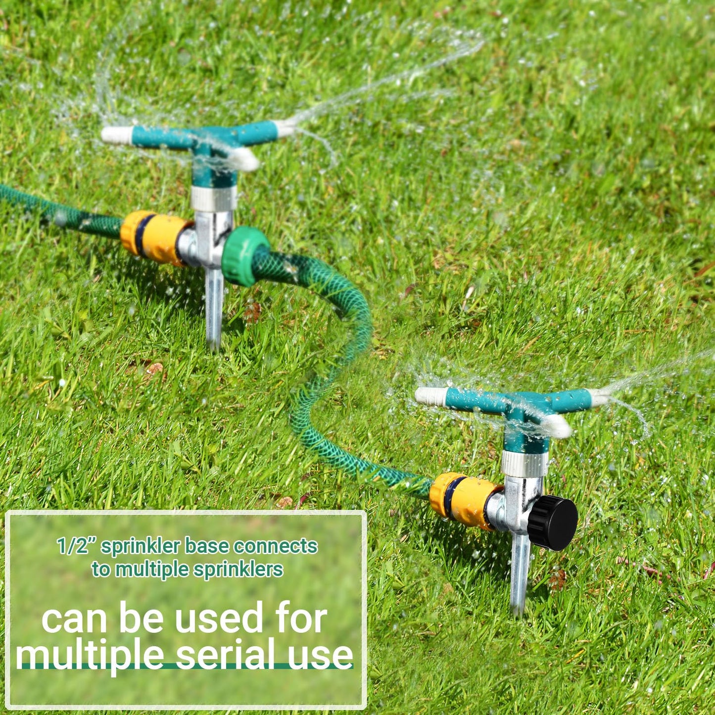 CHENGU 18 Pack 1/2" Lawn Sprinkler Spike Base for Yard, Zinc Heavy Duty Water Flow Thru Sprinkler, Garden, Grass Irrigation, Leakproof Ground Spike, Easy Install