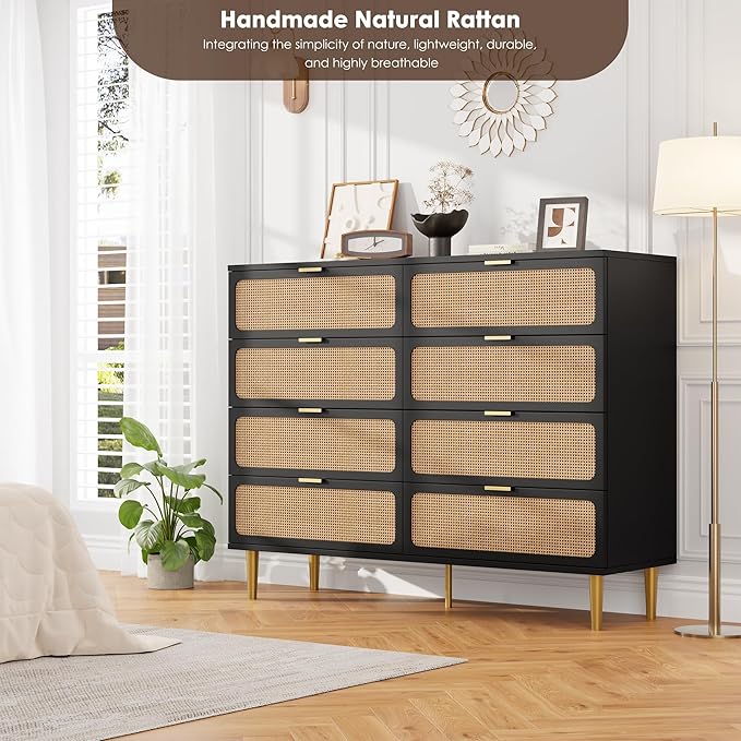 GarveeHome Rattan 8 Drawer Dressers