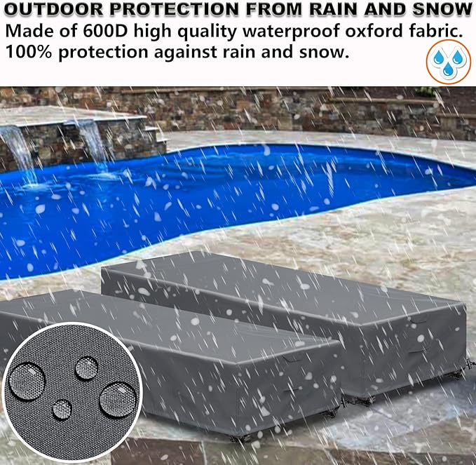 Waterproof Patio Lounge Chair Cover 1 Pack Outdoor Chaise Lounge Covers 600D