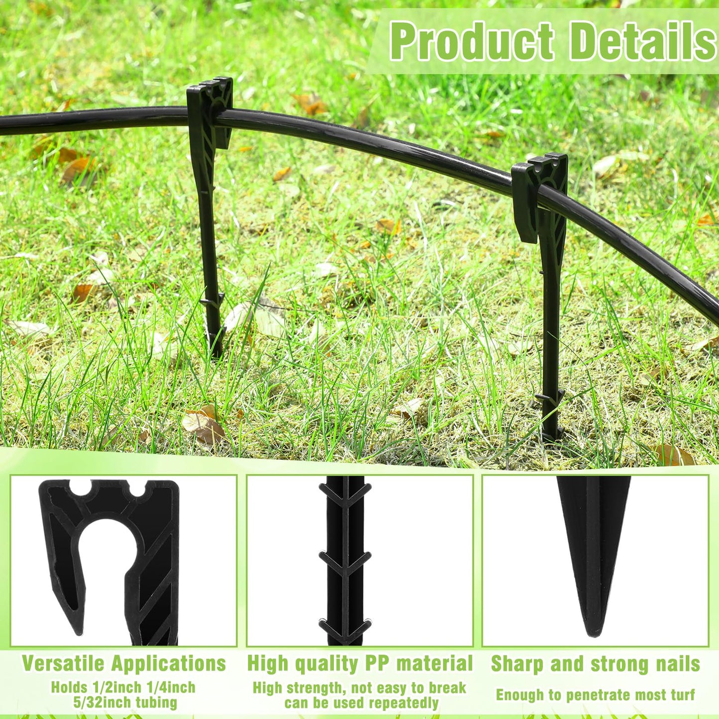 Briwooody 50 Pcs 8 Inch Irrigation Hose Hold-Down Anchor Stakes for 1/2 Inch 1/4 Inch 5/32 Inch Drip Tubing Plastic Ground Garden Hose Support Stakes for Drip System, Irrigation Line