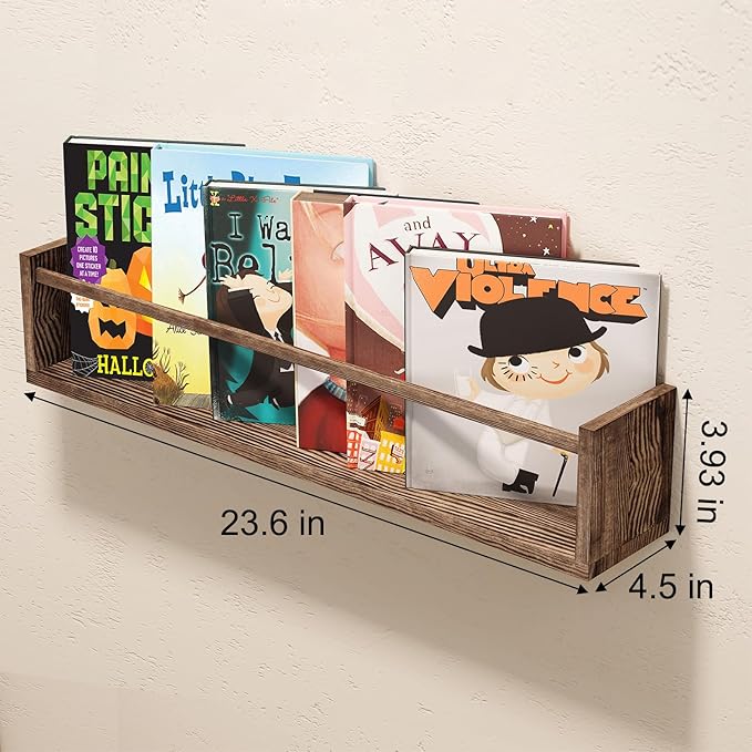 Fixwal Nursery Book Shelves for Kids Rooms, 23.6 Inch Floating Bookshelves for
