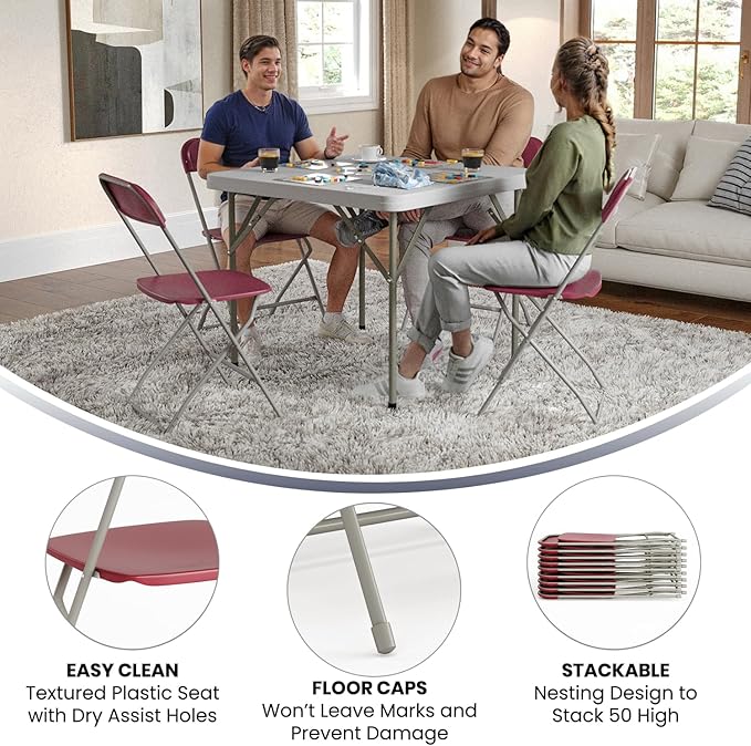 Hercules Series Plastic Folding Chair Red