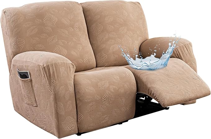Gennia Recliner Loveseat Cover 4 Pieces, Waterproof Stretch Recliner Sofa