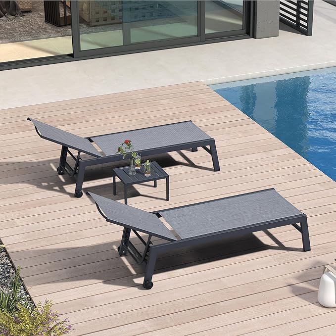 PURPLE LEAF Patio Chaise Lounge Set 4 Pieces Aluminum Outdoor Lounge Chairs