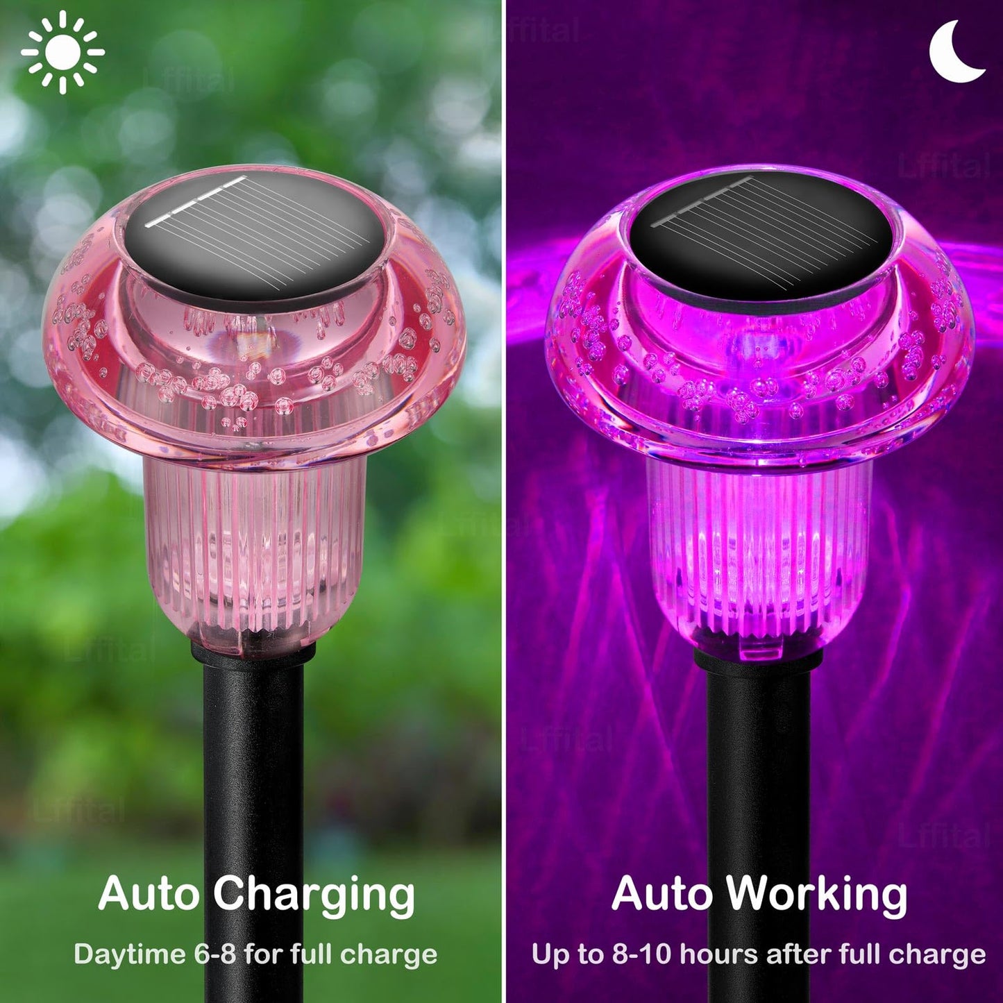 Lffital 16 Pack Halloween Solar Lights Outdoor Hot Pink Solar Pathway Lights Outdoor Purple Mushroom LED Waterproof Lighting Stake for Outside, Yard, Path, Garden, Lawn, Patio, Landscape Decorations