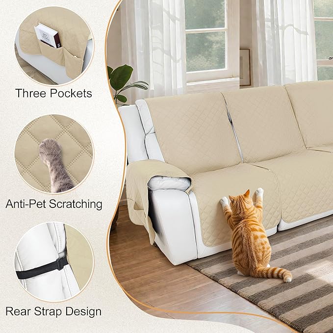 HDCAXKJ 100% Waterproof Reclining Sectional Couch Covers L Shape Recliner Sofa