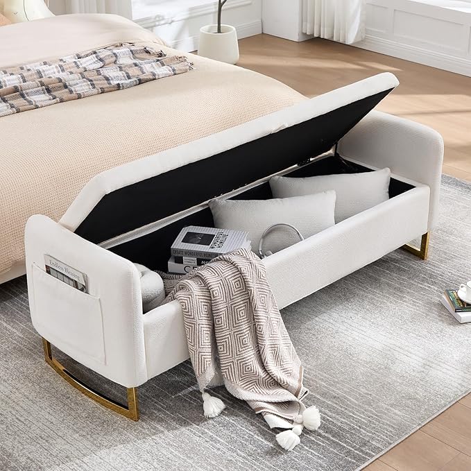 65" Storage Ottoman Bench, Storage Bench