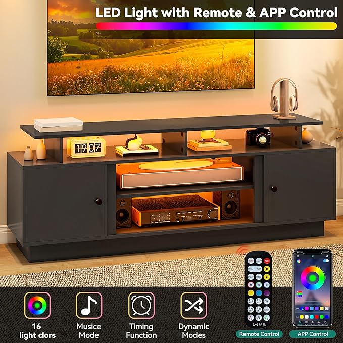 YITAHOME Modern TV Stand for 80 inch TVs, Entertainment Center