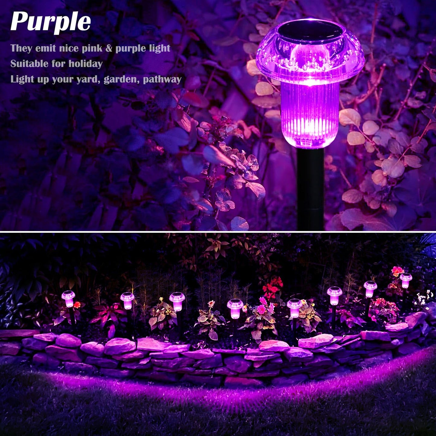 Priddop Solar Halloween Lights Outdoor 8 Pack Waterproof Purple LED