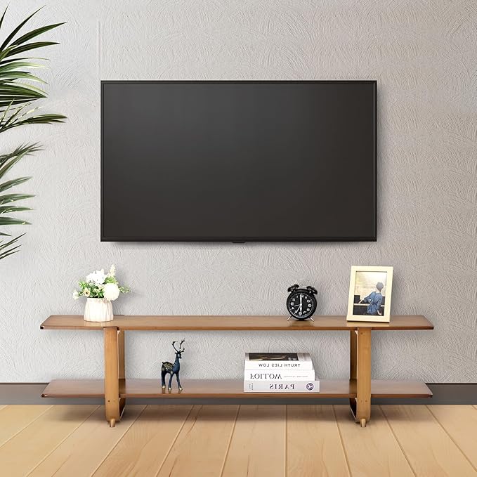 HollyHOME Bamboo TV Stand with Storage