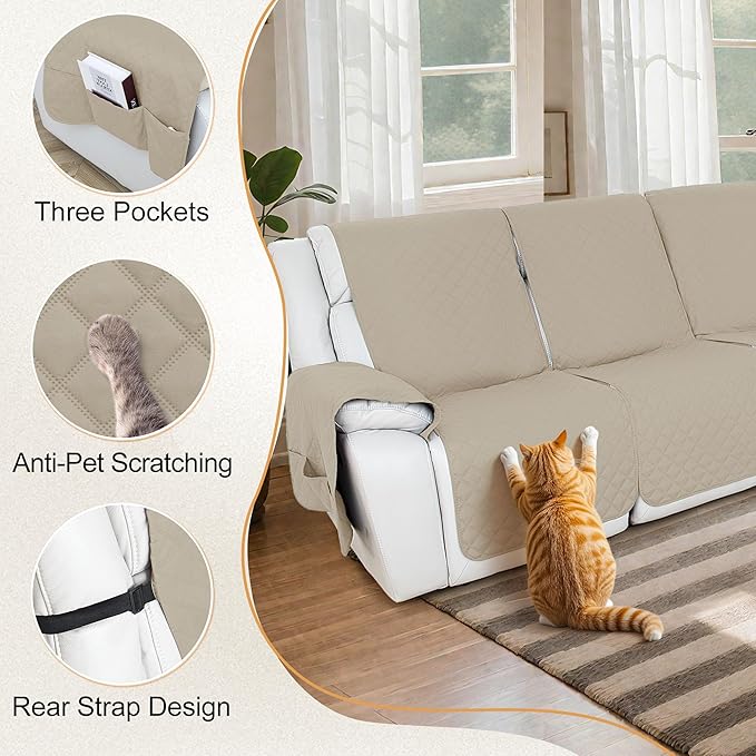 HDCAXKJ Reclining Sectional Couch Covers L Shape Recliner Sofa Middle Console