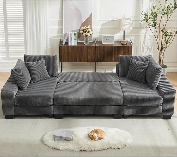114" Sectional Couches with Pull Out Bed