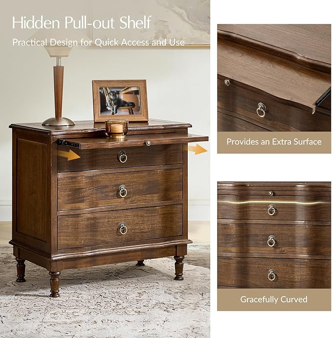 HULALA HOME Solid Wood End Table