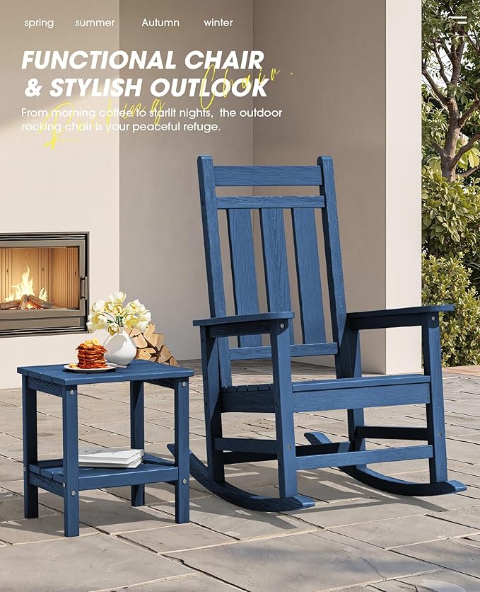 KINGYES Oversized Outdoor Rocking Chair, All-Weather Patio Rocking Chairs