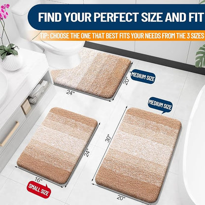 OLANLY Large Bathroom Rugs Mat 44x32, Extra Soft Absorbent Microfiber Bath Rugs, Rubber Backing, Quick Dry, Machine Washable Bath Mats for Bathroom Floor, Tub and Shower, Home Decor Accessories, Beige