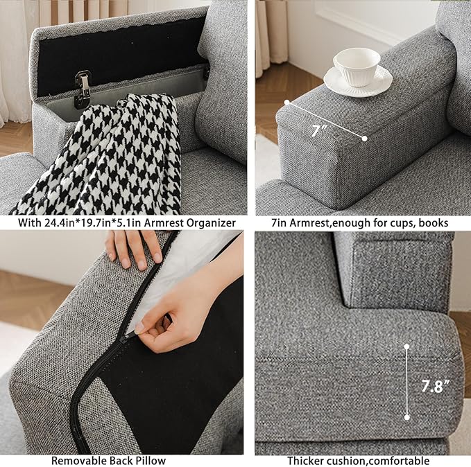 Rexulqo Oversized Accent Chair Set of 2, Upholstered Armchair
