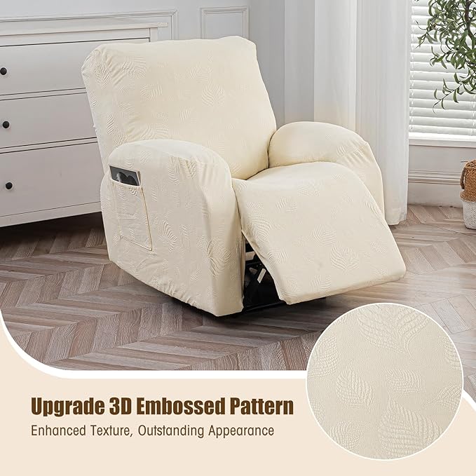 Gennia Recliner Chair Covers 3 Pieces, Waterproof Jacquard Reclining Chair Cover