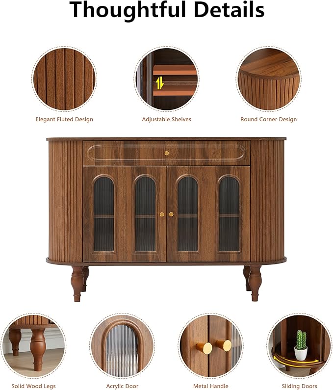 XUZENEST 47'' Fluted Sideboard Buffer Cabinet