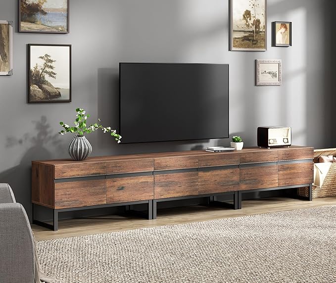 WAMPAT Modern TV Stand for 32-110 Inch TVs, Wood Entertainment Center