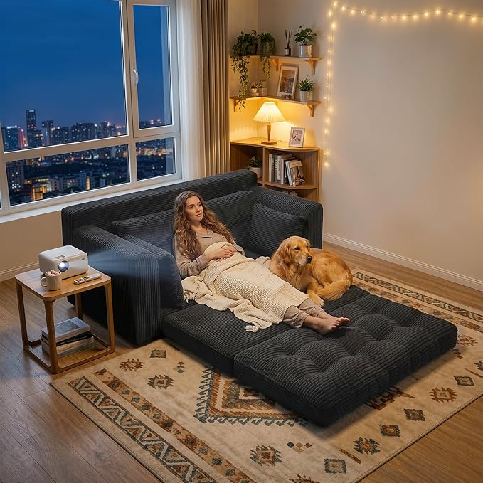 Homkdom Convertible Loveseat Sleeper, Space-Saving Folding Sofa Bed