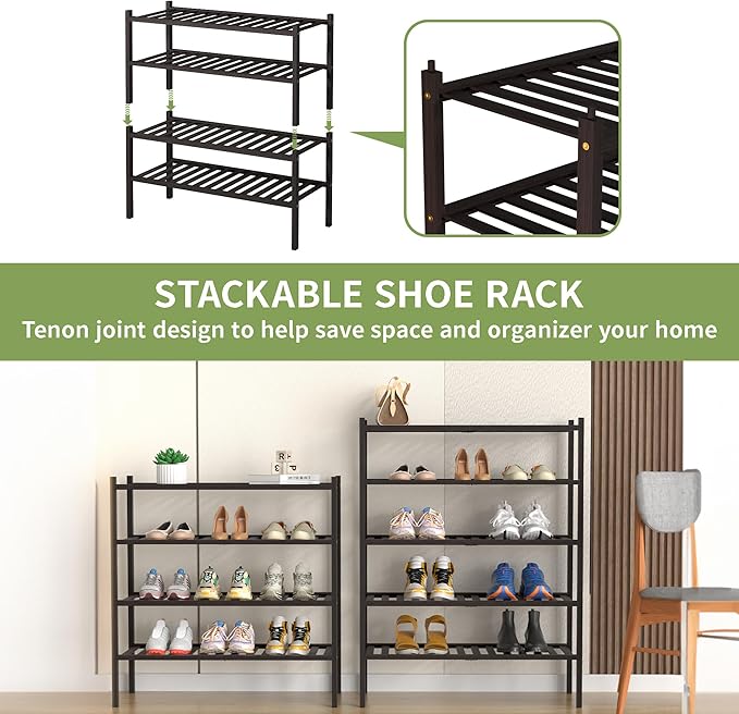 ROMGUAR CRAFT 5 Tier Bamboo Shoe Rack