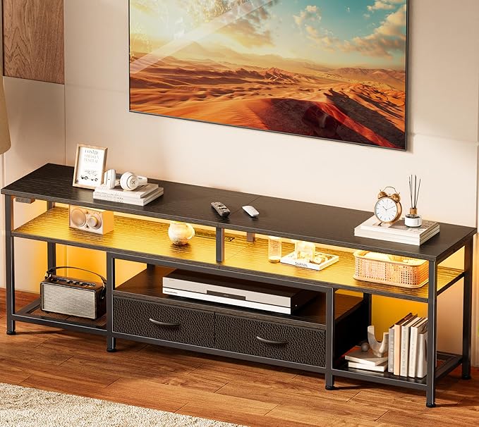 Huuger 63 Inch LED TV Stand for 65 70 Inch TV, Entertainment Center