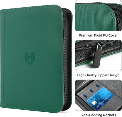 Card Binder 16 Pocket with Zipper, 1024 Pockets Trading Card Holder Book, Premium PU Cover Zip Folder Binder, Side Loading Carrying Case Binder Album for TCG, MTG, Sports Cards, Game Cards