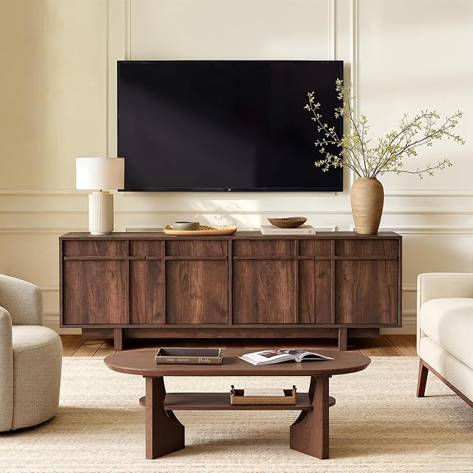 TV Stand for 75 Inch TV, Mid Century Modern TV Stand