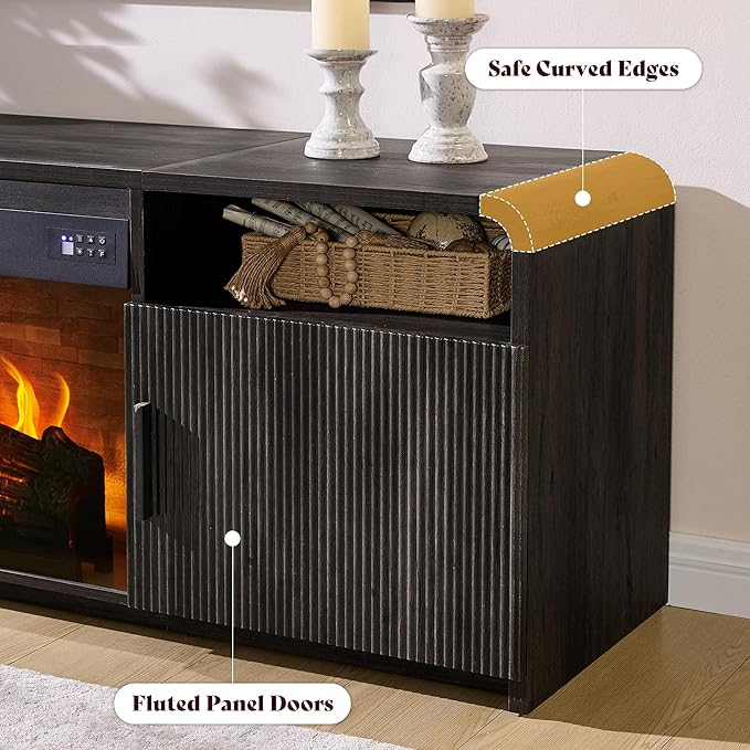 AMERLIFE 70" Fluted Fireplace TV Stand