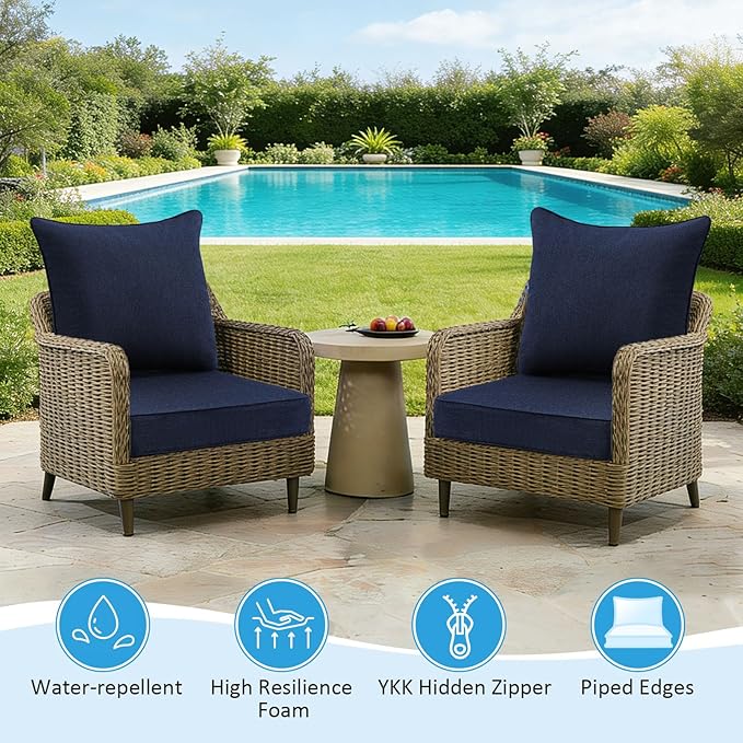 Sunbrella Outdoor Deep Seat & Back Cushion Set, 24 x 24 Inch Water Repellent