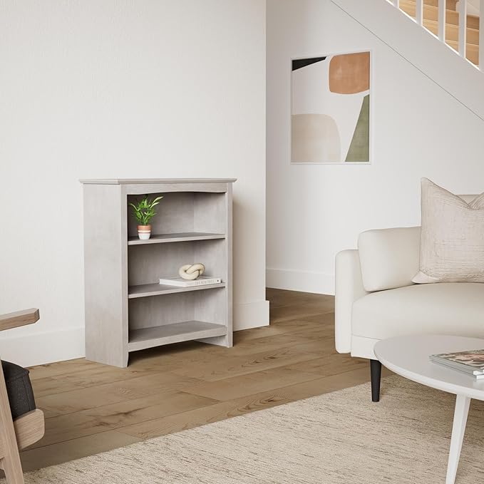IC International Concepts, Shaker Solid Wood Bookcase, 2 Adjustable Shelves