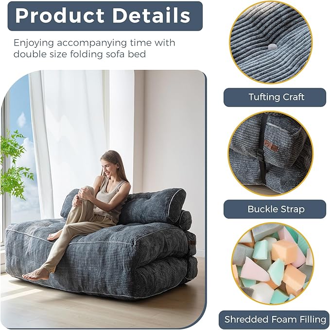 MAXYOYO Folding Sofa Bed, Convertible Sleeper Chair