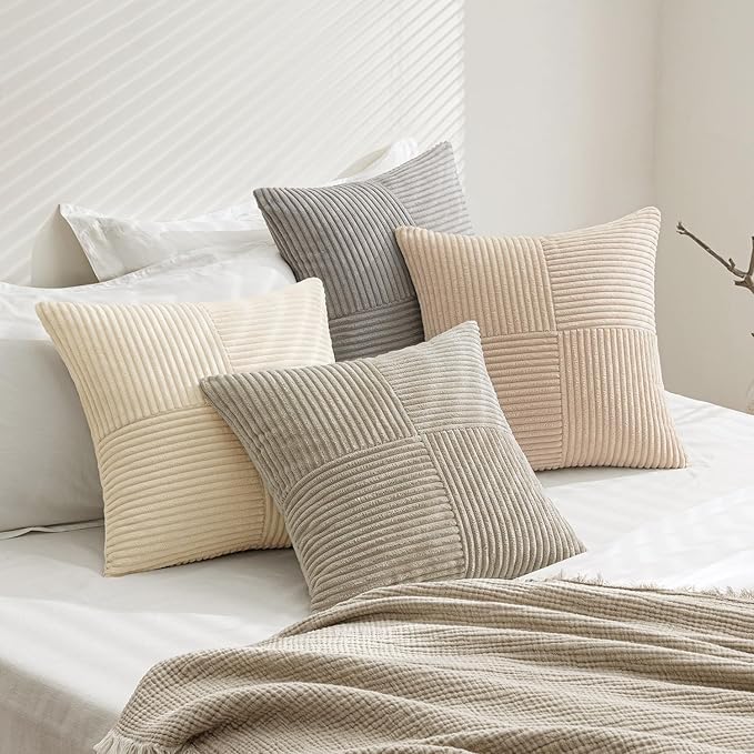 MIULEE Neutral Decorative Throw Pillow Covers 20x20 Inch Set of 4